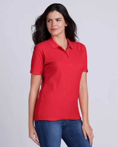 Polo Donna Double Pique Softstyle 100% Cotone No Label Bianco