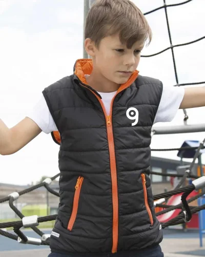 Gilet Junior imbottito, caldo, impermeabile, riflettente