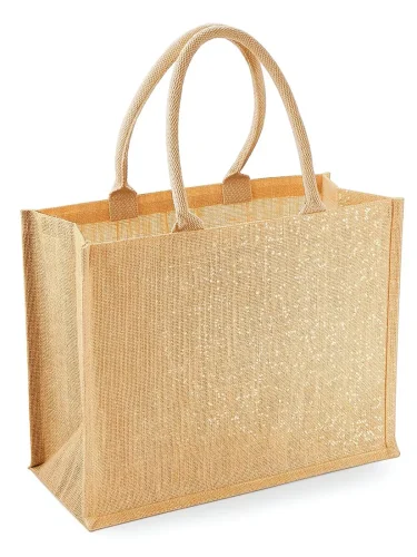 Shopper Juta Shimmer dorata - 21L - Filo oro - Manici cotone