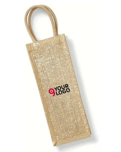 Shimmer Jute Borsa Porta Bottiglia 4L con Manici, Naturale