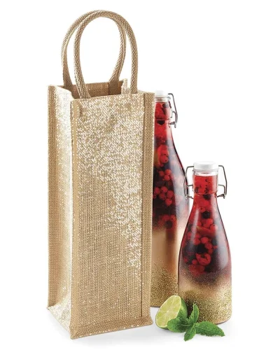 Shimmer Jute Borsa Porta Bottiglia 4L con Manici, Naturale