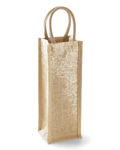 Shimmer Jute Borsa Porta Bottiglia 4L con Manici, Naturale