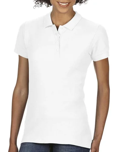 Polo Donna Double Pique Softstyle 100% Cotone No Label Bianco