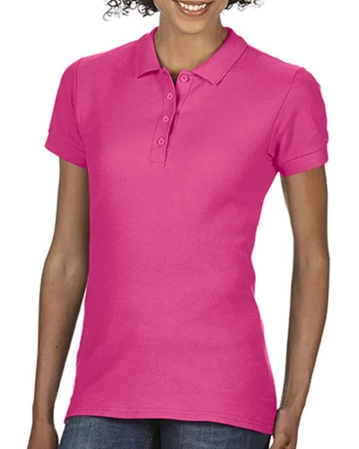 Polo Donna Double Pique Softstyle 100% Cotone No Label Bianco Heliconia