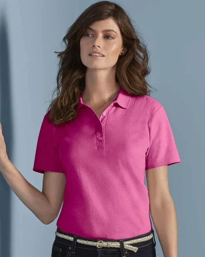 Polo Donna Double Pique Softstyle 100% Cotone No Label Bianco