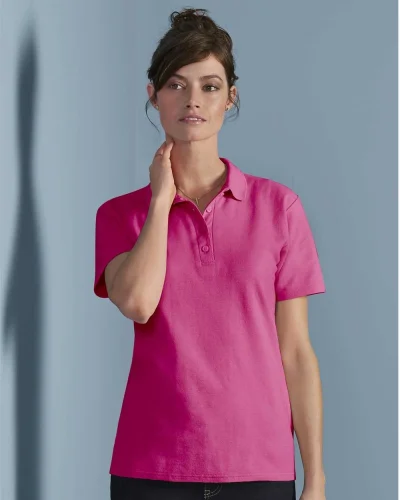 Polo Donna Double Pique Softstyle 100% Cotone No Label Bianco