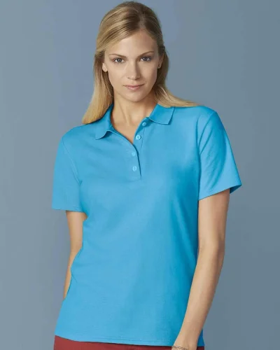 Polo Donna Double Pique Softstyle 100% Cotone No Label Bianco