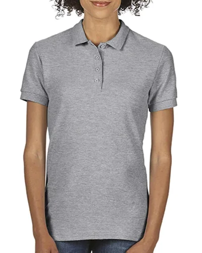 Polo Donna Double Pique Softstyle 100% Cotone No Label Bianco