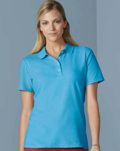 Polo Donna Double Pique Softstyle 100% Cotone No Label Bianco