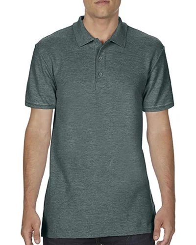 Polo Softstyle Sapphire S in 100% Cotone Piquè Regular No Label Dark Heather