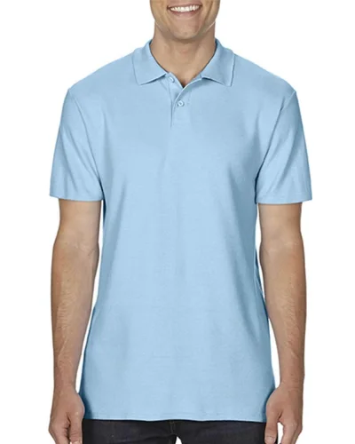 Polo Softstyle Sapphire S in 100% Cotone Piquè Regular No Label Light Blue