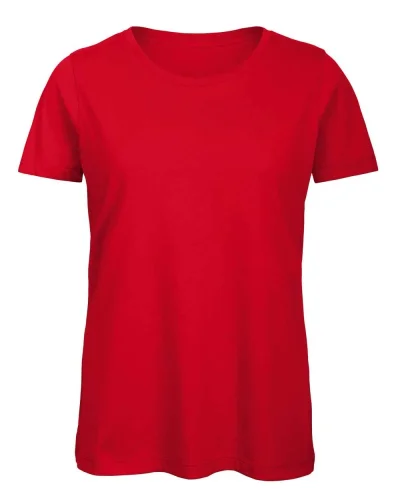 T-shirt donna B&C cotone organico 140g, girocollo, no label Red