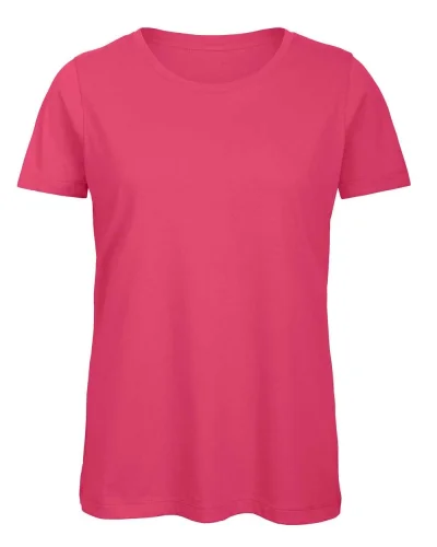 T-shirt donna B&C cotone organico 140g, girocollo, no label Fuchsia