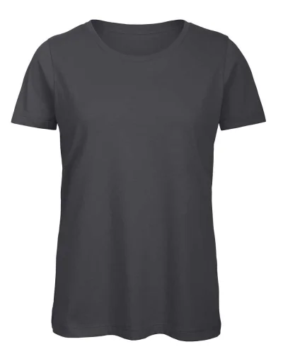 T-shirt donna B&C cotone organico 140g, girocollo, no label Dark Grey