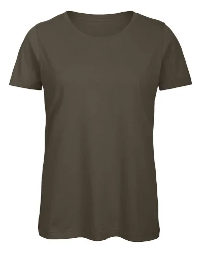T-shirt donna B&C cotone organico 140g, girocollo, no label Khaki Green