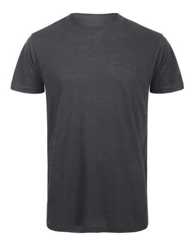 B&C Inspire Slub T-shirt Uomo Cotone Organico Melange 120g Chic Anthracite