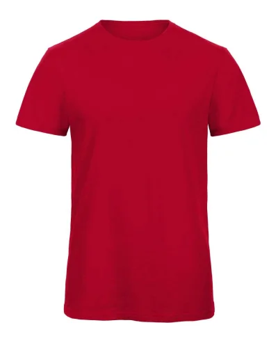 B&C Inspire Slub T-shirt Uomo Cotone Organico Melange 120g Chic Red