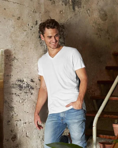 B&C T-shirt Inspire V Uomo 100% Cotone Bio, Regular, No Label