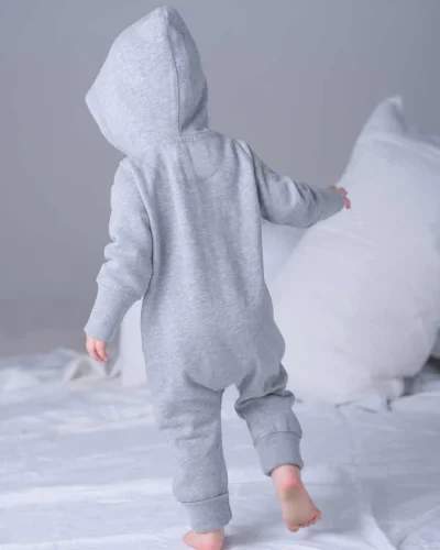 Tuta All-in-One Neonato, Cotone Bio, Dusty Blue
