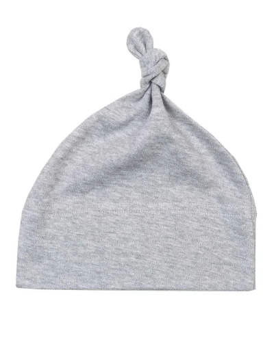 Cappellino Baby 100% Cotone Morbido – Nodo Decorativo Heather Grey Melange