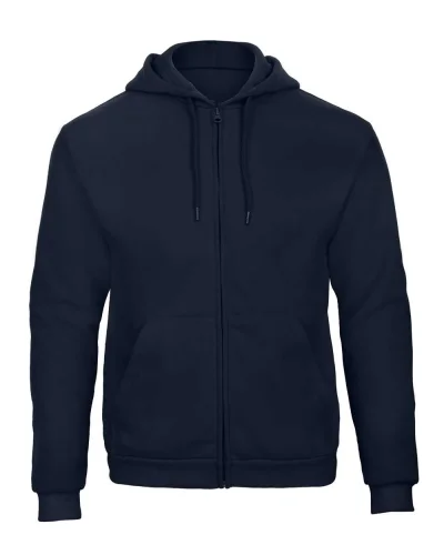 Felpa B&C unisex con zip e cappuccio, 270g Navy