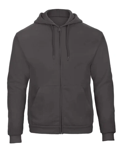 Felpa B&C unisex con zip e cappuccio, 270g Antracite