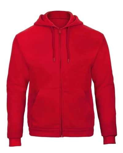 Felpa B&C unisex con zip e cappuccio, 270g Red