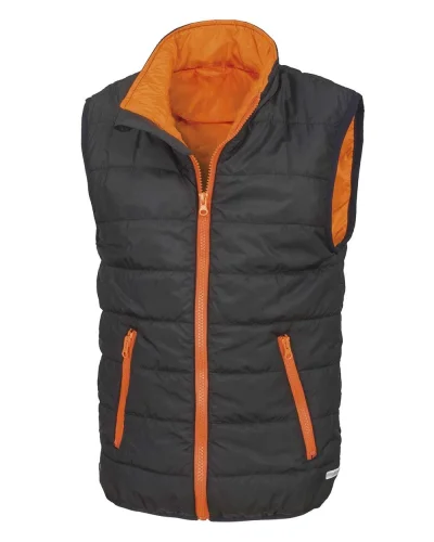 Gilet Junior imbottito, caldo, impermeabile, riflettente Black/orange