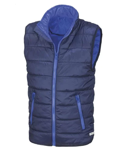 Gilet Junior imbottito, caldo, impermeabile, riflettente Navy / Royal