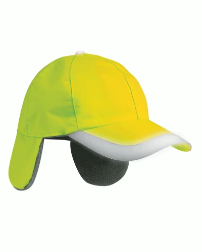 Cappellino Winter fluo in pile con paraorecchie e visiera