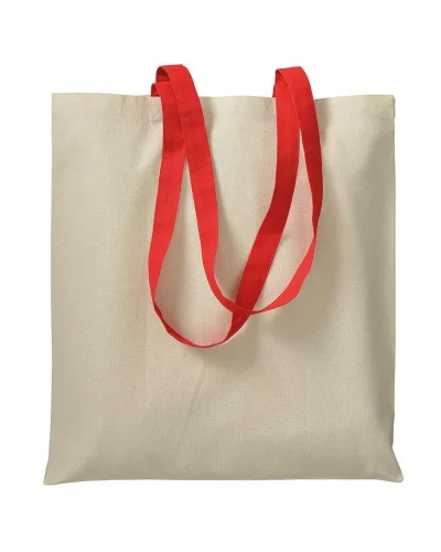 Shopper Cotone 100% 220g Manici Lunghi Colorati Rosso