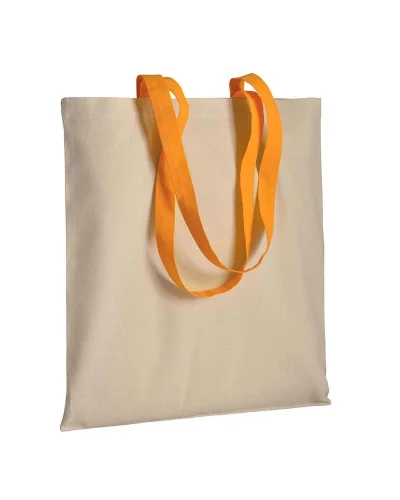 Shopper Cotone 100% 220g Manici Lunghi Colorati Arancione