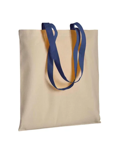 Shopper Cotone 100% 220g Manici Lunghi Colorati Blu scuro