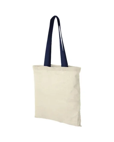 Shopper Nevada in cotone OEKO-Tex 38x42cm, manici colorati Natural/Navy
