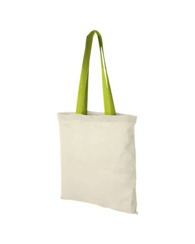 Shopper Nevada in cotone OEKO-Tex 38x42cm, manici colorati Natural/Verde Mela