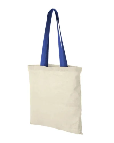 Shopper Nevada in cotone OEKO-Tex 38x42cm, manici colorati Natural/Royal Blue