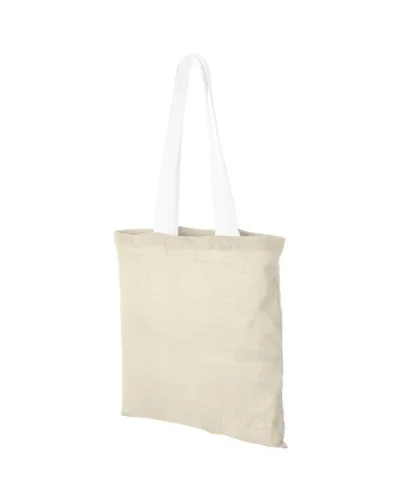 Shopper Nevada in cotone OEKO-Tex 38x42cm, manici colorati Natural/Solido Bianco