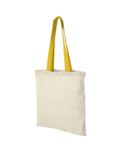 Shopper Nevada in cotone OEKO-Tex 38x42cm, manici colorati Natural/Giallo