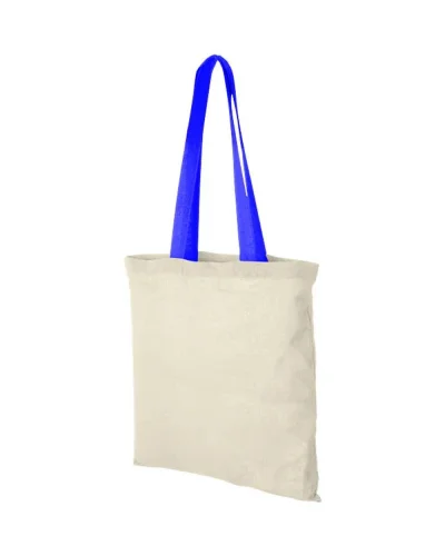 Shopper Nevada in cotone OEKO-Tex 38x42cm, manici colorati Natural/Process Blue