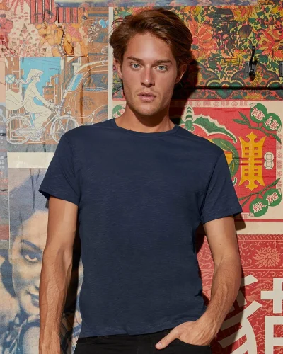 B&C Inspire Slub T-shirt Uomo Cotone Organico Melange 120g