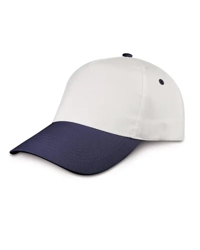 Cappellino Baseball 100% Cotone  Unisex Taglia Unica 400g White/Navy