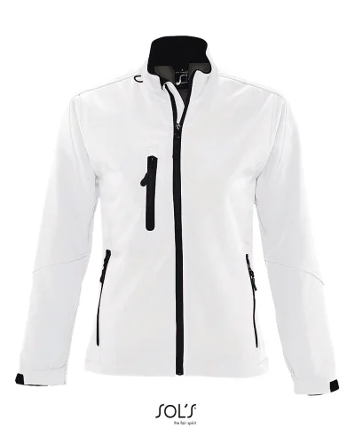 Giacca Roxy donna softshell, 3 tasche zip, coulisse, regular fit Bianco