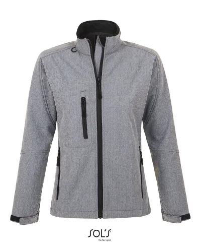 Giacca Roxy donna softshell, 3 tasche zip, coulisse, regular fit Grigio Medio Melange