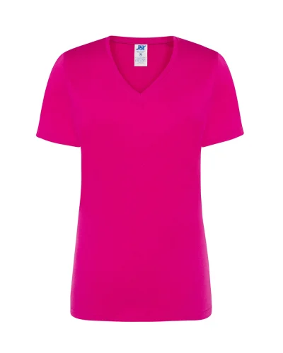 T-shirt donna GM regular scollo V cotone, comfort, più colori Fucsia