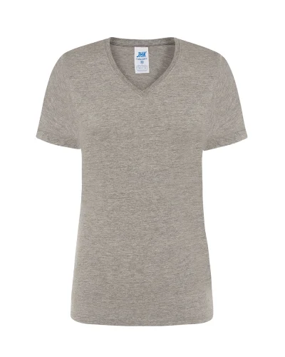 T-shirt donna GM regular scollo V cotone, comfort, più colori Grey Melange
