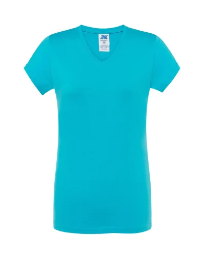 T-shirt donna GM regular scollo V cotone, comfort, più colori Turquoise