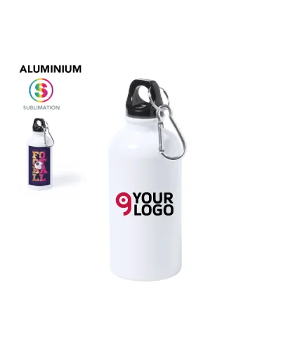 Borraccia Greims bianca 400ml in alluminio con moschettone