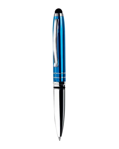 Penna a sfera LED con touch screen metallo argento Blu