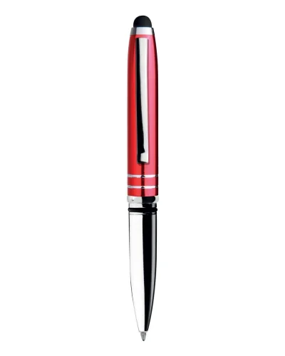 Penna a sfera LED con touch screen metallo argento