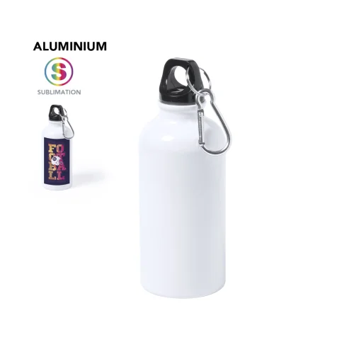 Borraccia Greims bianca 400ml in alluminio con moschettone